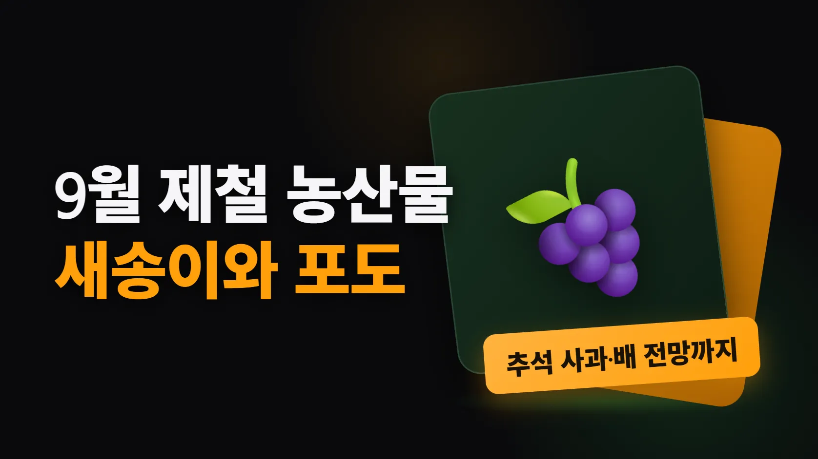 9월 제철 농산물은 새송이와 포도 — 고르는 법, 그리고 추석 사과·배 값 전망